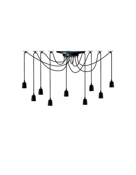 Suspension Phoenix Segula porcelaine noire 9 douilles