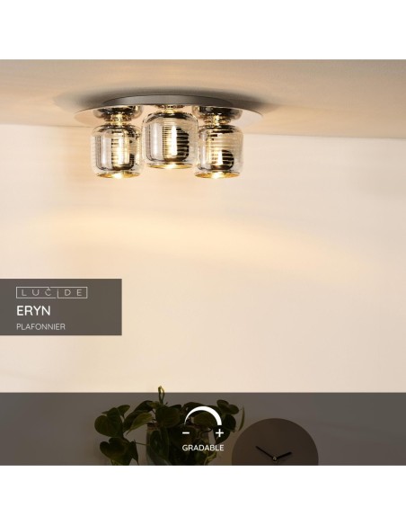 Plafonnier Diam. 38 cm 3xG9 42 W Dimmable Chrome et Or - Lucide - ERYN