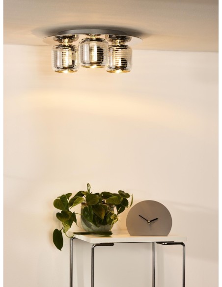 Plafonnier Diam. 38 cm 3xG9 42 W Dimmable Chrome et Or - Lucide - ERYN