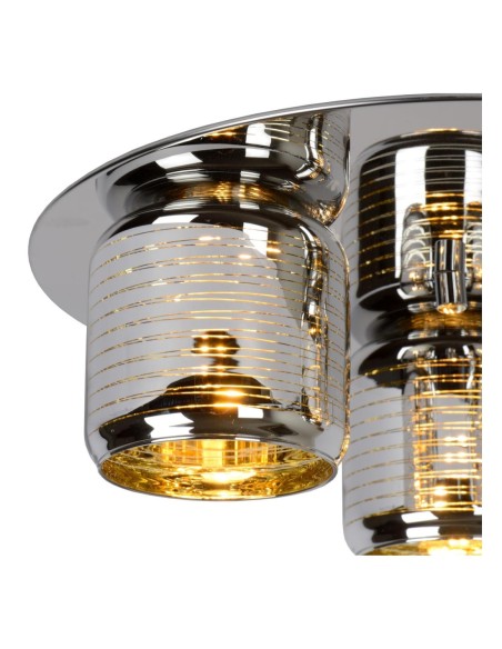 Plafonnier Diam. 38 cm 3xG9 42 W Dimmable Chrome et Or - Lucide - ERYN