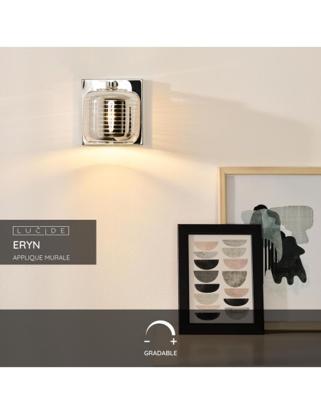 Applique murale 1xG9  42 W Dimmable  Métal et verre Chrome- Lucide - ERYN