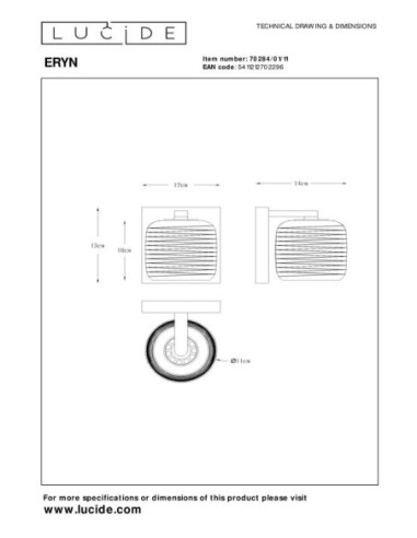 Applique murale 1xG9  42 W Dimmable  Métal et verre Chrome- Lucide - ERYN