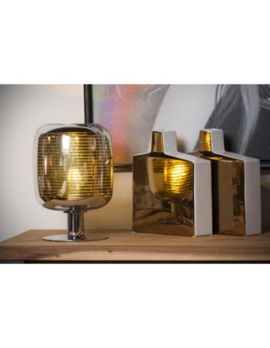 Eryn - Lucide - lampe à poser ou lampe de chevet en métal et verre chromé - style vintage - culot E27