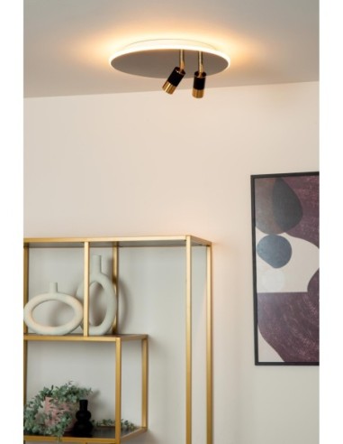 Plafonnier Diam. 40 cm LED CCT 2700K Noir et Or  - Lucide - JUBEL
