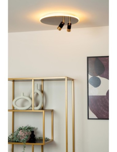 Plafonnier Diam. 40 cm LED CCT 2700K Noir et Or  - Lucide - JUBEL