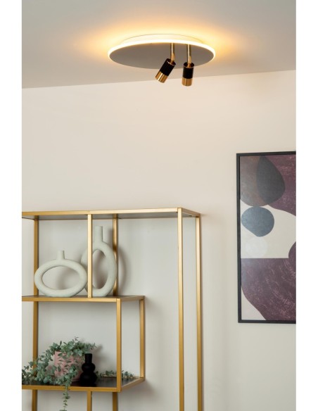 Plafonnier Diam. 40 cm LED CCT 2700K Noir et Or  - Lucide - JUBEL