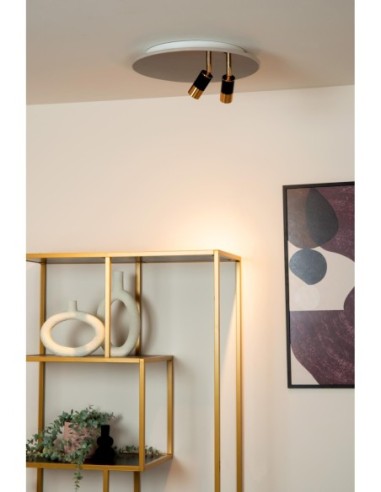 Plafonnier Diam. 40 cm LED CCT 2700K Noir et Or  - Lucide - JUBEL