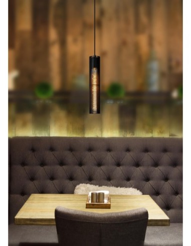 Suspension Diam. 6,5 cm 1xE27 60 W Métal Noir - Lucide - LIONEL