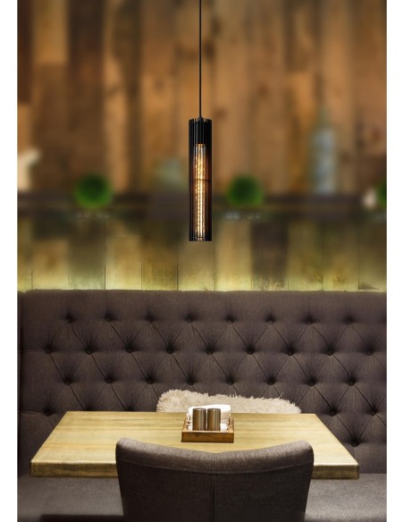 Suspension Diam. 6,5 cm 1xE27 60 W Métal Noir - Lucide - LIONEL