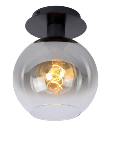 Plafonnier Diam. 20 cm 60 W 1xE27 Noir & Fumé Dimmable - Lucide - MARIUS
