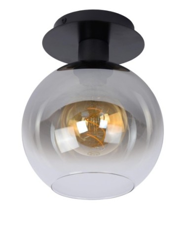 Plafonnier Diam. 20 cm 60 W 1xE27 Noir & Fumé Dimmable - Lucide - MARIUS