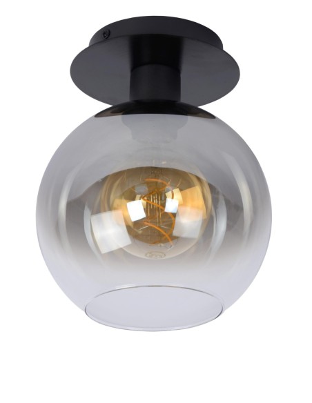 Plafonnier Diam. 20 cm 60 W 1xE27 Noir & Fumé Dimmable - Lucide - MARIUS