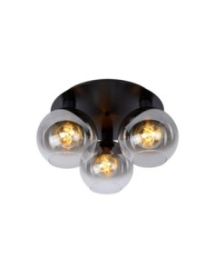 Plafonnier Diam.50 cm 3x60W 3xE27 Dimmable  Noir & Fumé - Lucide - MARIUS