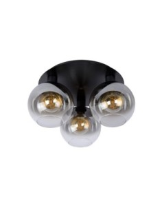 Plafonnier Diam.50 cm 3x60W 3xE27 Dimmable  Noir & Fumé - Lucide - MARIUS 2