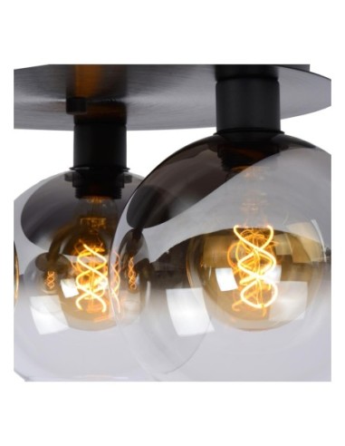 Plafonnier Diam.50 cm 3x60W 3xE27 Dimmable  Noir & Fumé - Lucide - MARIUS