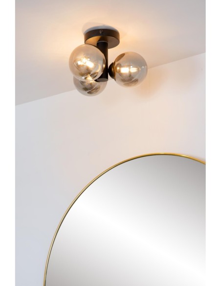 Plafonnier Salle de bains Diam. 28 cm 3xG9 IP44 40 W Noir - Lucide - TRUDY