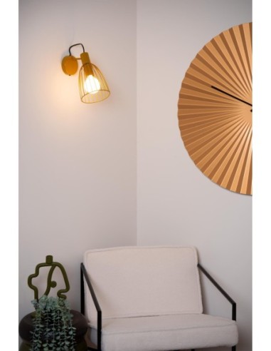 Applique murale 1xE27 40W Dimmable Métal Jaune Ocre - Lucide - MACARONS