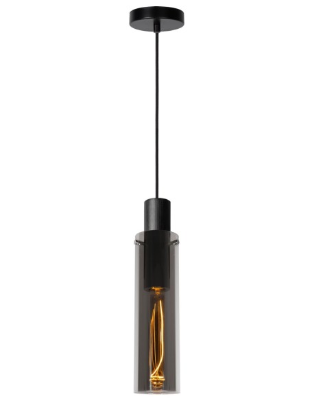 Suspension Diam. 10 cm 1xE27 40 W Dimmable Fumé & Noir - Lucide - ORLANDO