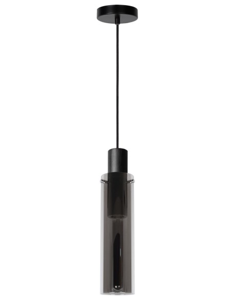 Suspension Diam. 10 cm 1xE27 40 W Dimmable Fumé & Noir - Lucide - ORLANDO