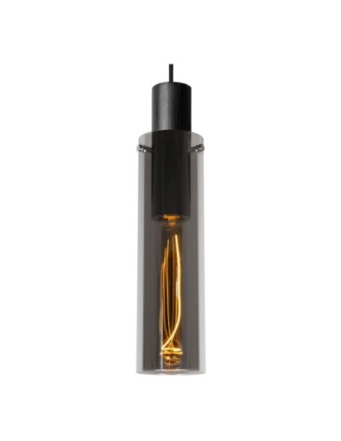 Suspension Diam. 10 cm 1xE27 40 W Dimmable Fumé & Noir - Lucide - ORLANDO