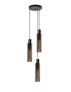 Suspension Diam. 32 cm 3xE27 40 W Dimmable Verre Fumé - Lucide - ORLANDO