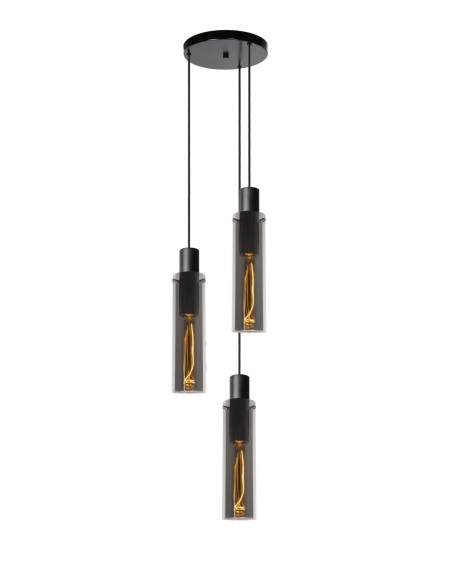 Suspension Diam. 32 cm 3xE27 40 W Dimmable Verre Fumé - Lucide - ORLANDO