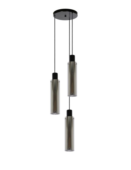 Suspension Diam. 32 cm 3xE27 40 W Dimmable Verre Fumé - Lucide - ORLANDO
