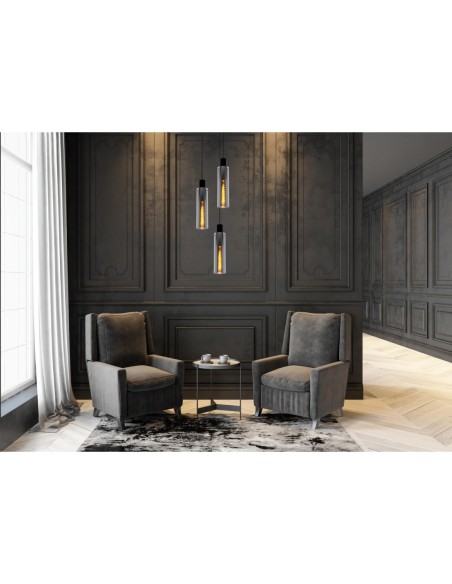 Suspension Diam. 32 cm 3xE27 40 W Dimmable Verre Fumé - Lucide - ORLANDO