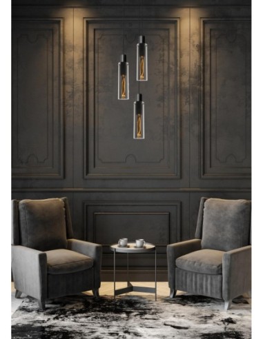 Suspension Diam. 32 cm 3xE27 40 W Dimmable Verre Fumé - Lucide - ORLANDO