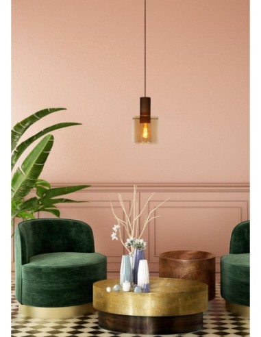 Suspension Diam. 20 cm 1xE27 40 W Dimmable  Ambre - Lucide - TOLEDO