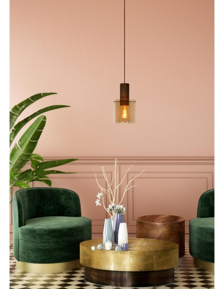 Suspension Diam. 20 cm 1xE27 40 W Dimmable  Ambre - Lucide - TOLEDO