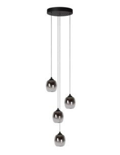 Suspension Diam. 36 cm Led Dim. 4x5,2W 3000K Noir et Fumé - Lucide - TAMINO 2