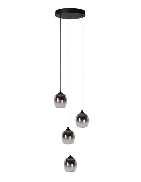 Suspension Diam. 36 cm Led Dim. 4x5,2W 3000K Noir et Fumé - Lucide - TAMINO