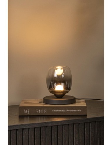 Lampe de table Led Tamino de Lucide - métal et verre fumé - 580 lumens