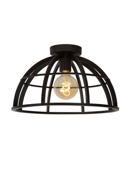 Plafonnier Led Diam. 40 cm 1xE27 60 W Métal Noir - Lucide -DIKRA