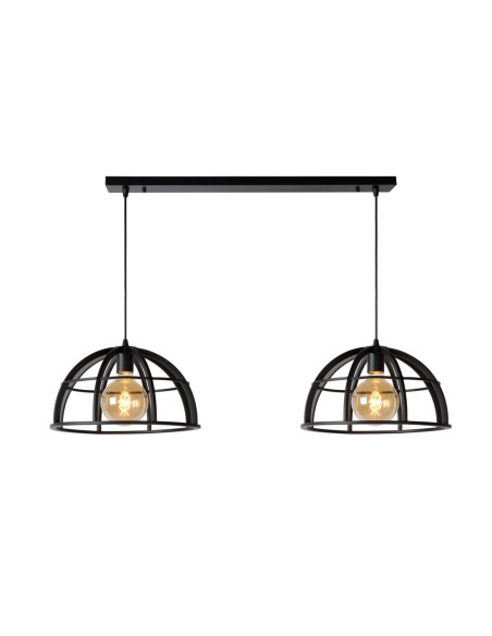 Suspension Led Dimmable 60 W 2xE27 Métal Noir - Lucide - DIKRA