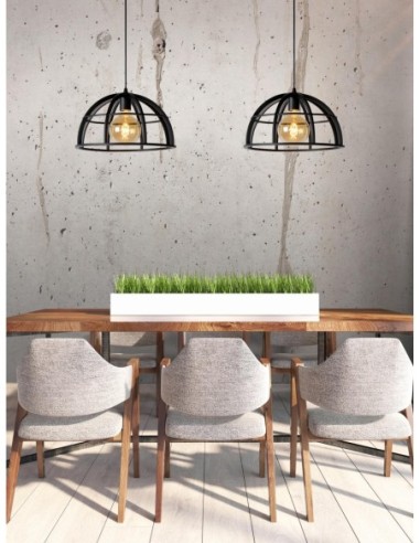 Suspension Led Dimmable 60 W 2xE27 Métal Noir - Lucide - DIKRA