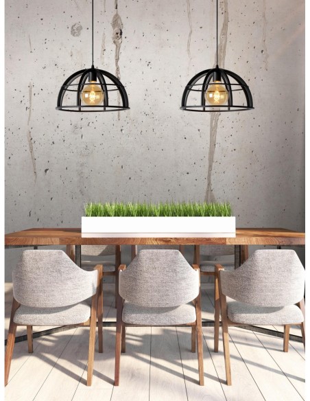 Suspension Led Dimmable 60 W 2xE27 Métal Noir - Lucide - DIKRA