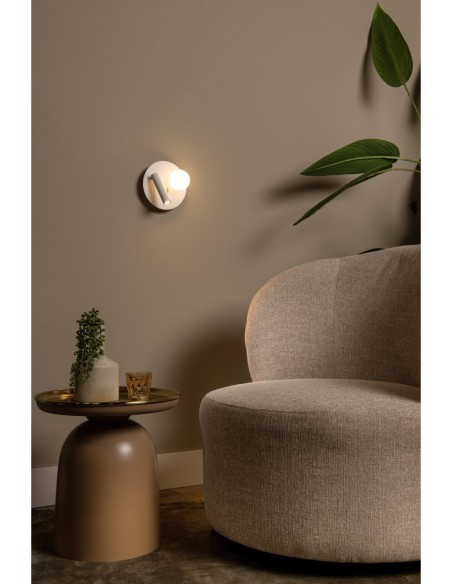 Matiz  de Lucide - Applique murale Led rotative  blanche - lampe d'ambiance + liseuse orientable
