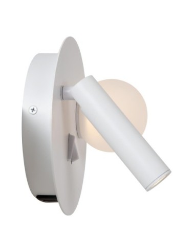 Matiz  de Lucide - Applique murale Led rotative  blanche - lampe d'ambiance + liseuse orientable + port USB