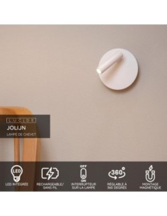 Applique murale Led rotative rechargeable blanc - Lucide -  Jolijn 2