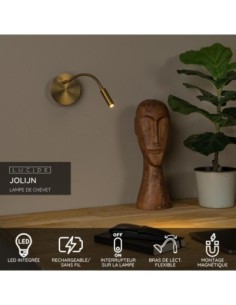 Applique murale Led magnétique rechargeable or mat - Lucide -  Jolijn 2