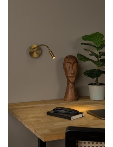 Jolijn de Lucide -  Applique murale Led magnétique rechargeable or mat - bras de lecture flexible