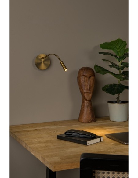 Jolijn de Lucide -  Applique murale Led magnétique rechargeable or mat - bras de lecture flexible