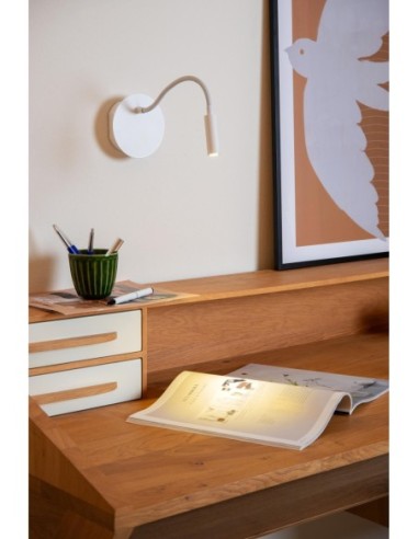 Jolijn de Lucide - Applique murale Led magnétique rechargeable blanche - bras flexible