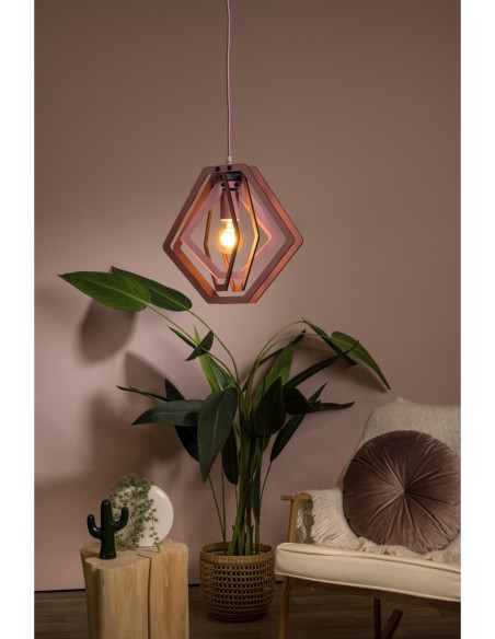 Mauro de Lucide -  Suspension Chambre d'enfant en fibre de bois 1xE27 Rose