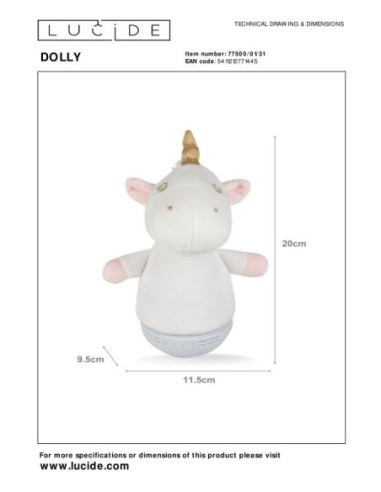 Dolly Unicorn de Lucide - dessin technique