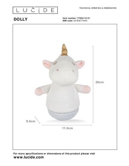 Dolly Unicorn de Lucide - dessin technique