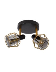 Plafonnier Led diam 20 cm  2xE14 Noir et  Verre Fumé - Lucide - NILA 2