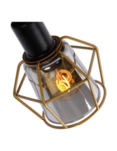 Plafonnier Led diam 20 cm  2xE14 Noir et  Verre Fumé - Lucide - NILA